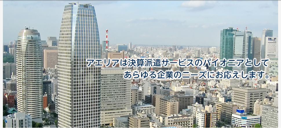 アエリアは決算派遣サービスのパイオニアとしてあらゆる企業のニーズにお応えします。